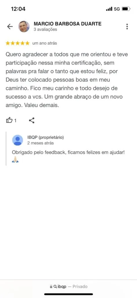 Mensagem de aluno