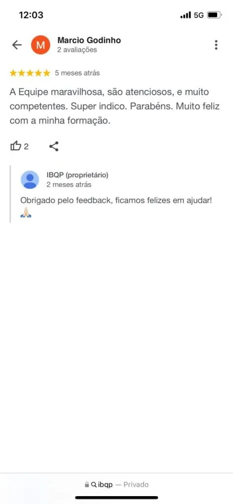 Mensagem de aluno