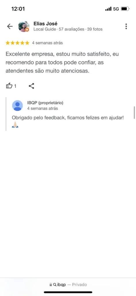 Mensagem de aluno