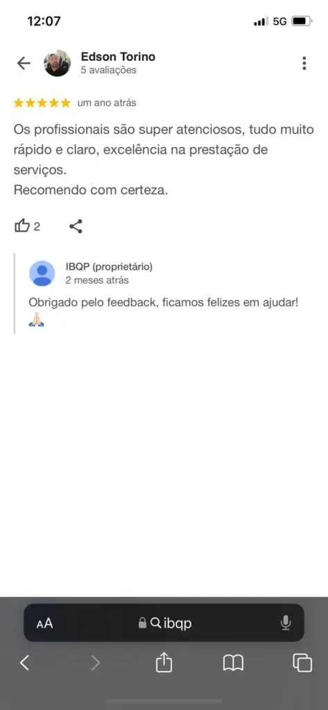 Mensagem de aluno