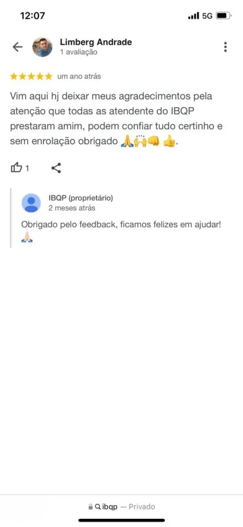 Mensagem de aluno