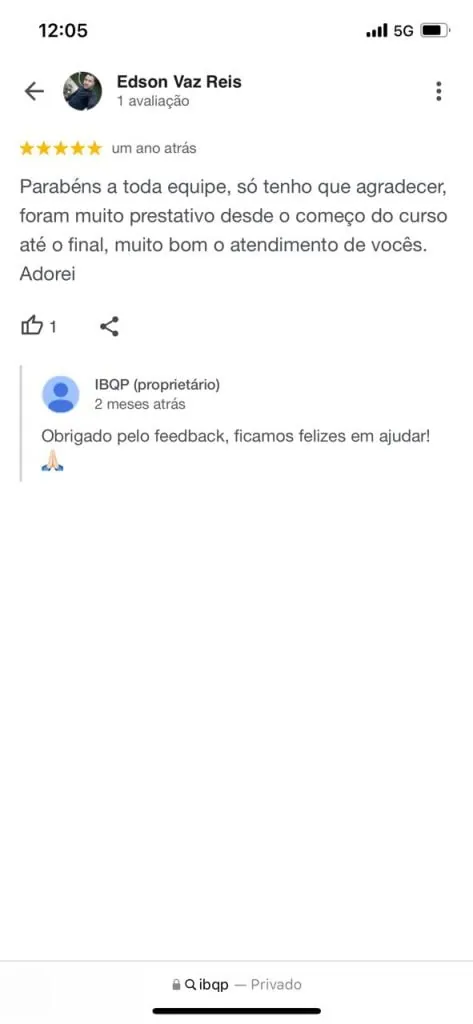 Mensagem de aluno